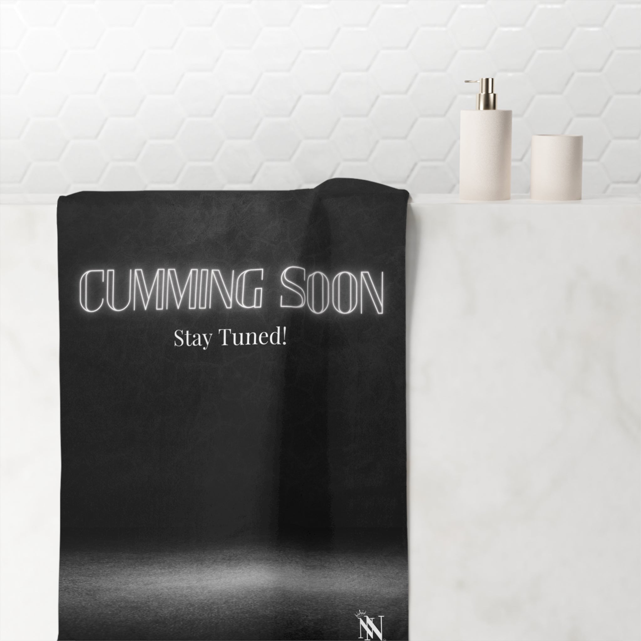 Cumming Soon Stay Tuned! XL Cum Towel | Big, Bold & Stylish