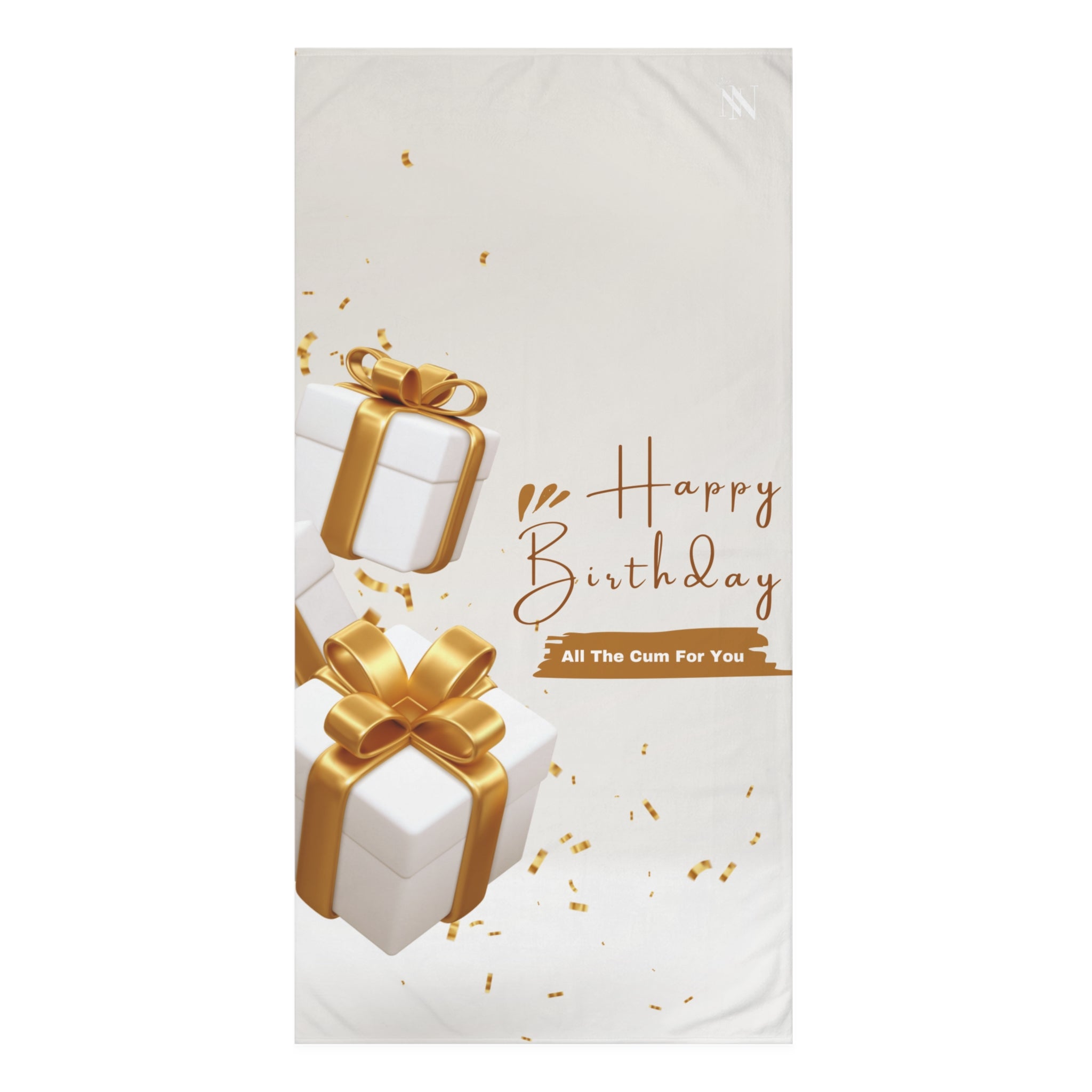 Gold Happy Birthday XL Sex Towel