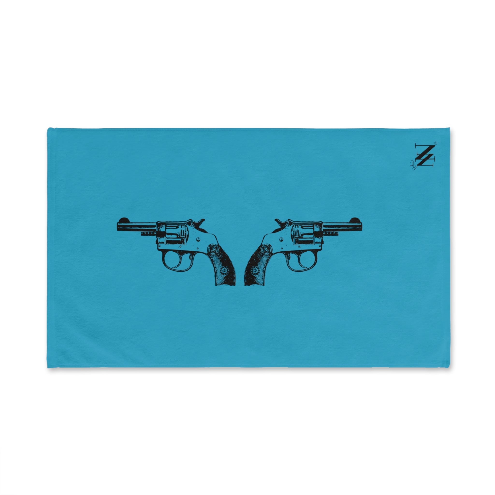 Black Revolver Gun Show Teal | Novelty Gifts for Boyfriend, Funny Towel Romantic Gift for Wedding Couple Fiance First Year Anniversary Valentines, Party Gag Gifts, Joke Humor Cloth for Husband Men BF NECTAR NAPKINS