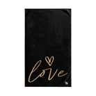 Gold Love Heart Black | Sexy Gifts for Boyfriend, Funny Towel Romantic Gift for Wedding Couple Fiance First Year 2nd Anniversary Valentines, Party Gag Gifts, Joke Humor Cloth for Husband Men BF NECTAR NAPKINS