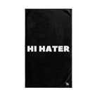 Hi Hater Fun Print Black | Sexy Gifts for Boyfriend, Funny Towel Romantic Gift for Wedding Couple Fiance First Year 2nd Anniversary Valentines, Party Gag Gifts, Joke Humor Cloth for Husband Men BF NECTAR NAPKINS