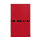 Hi Hater Fun Print Red | Sexy Gifts for Boyfriend, Funny Towel Romantic Gift for Wedding Couple Fiance First Year 2nd Anniversary Valentines, Party Gag Gifts, Joke Humor Cloth for Husband Men BF NECTAR NAPKINS