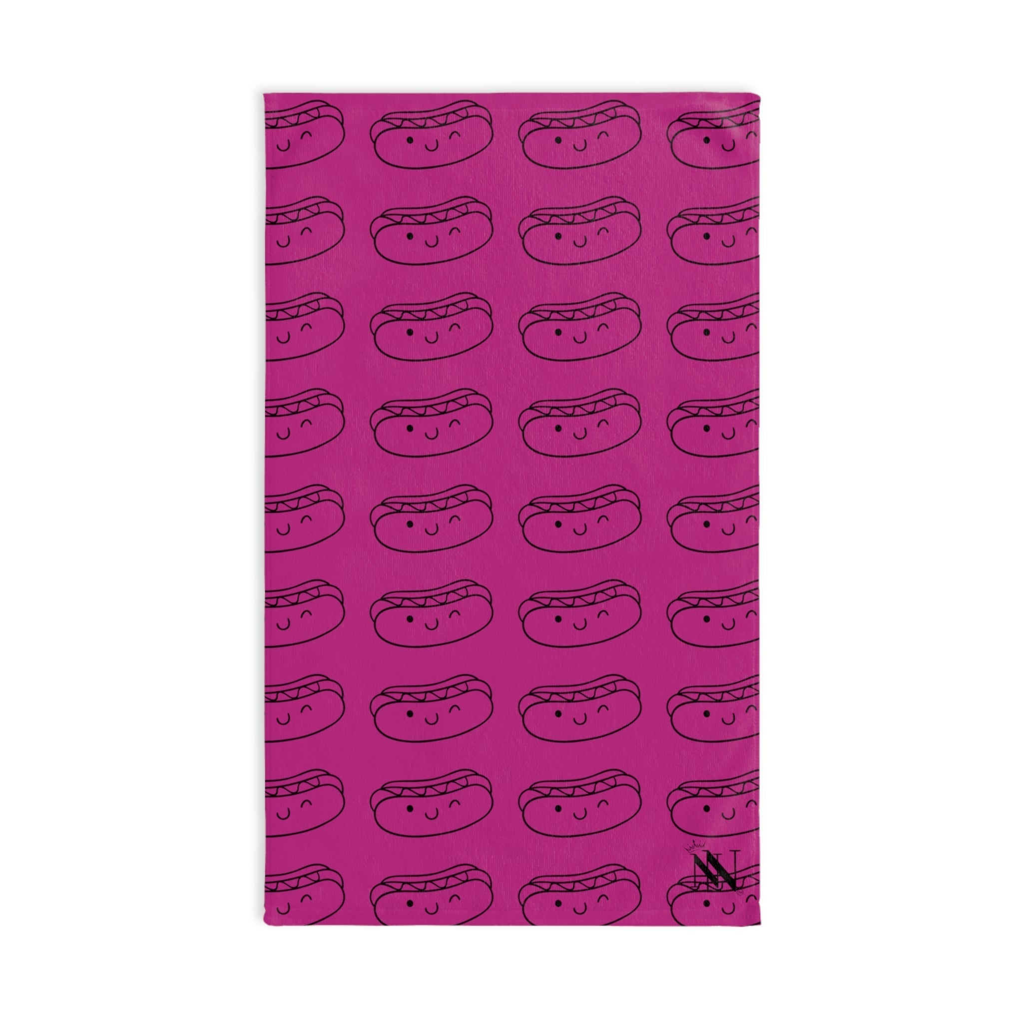 Hot Dog Pattern Fuscia | Funny Gifts for Men - Gifts for Him - Birthday Gifts for Men, Him, Husband, Boyfriend, New Couple Gifts, Fathers & Valentines Day Gifts, Hand Towels NECTAR NAPKINS