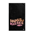 Hugs Kisses Kiss Black | Sexy Gifts for Boyfriend, Funny Towel Romantic Gift for Wedding Couple Fiance First Year 2nd Anniversary Valentines, Party Gag Gifts, Joke Humor Cloth for Husband Men BF NECTAR NAPKINS
