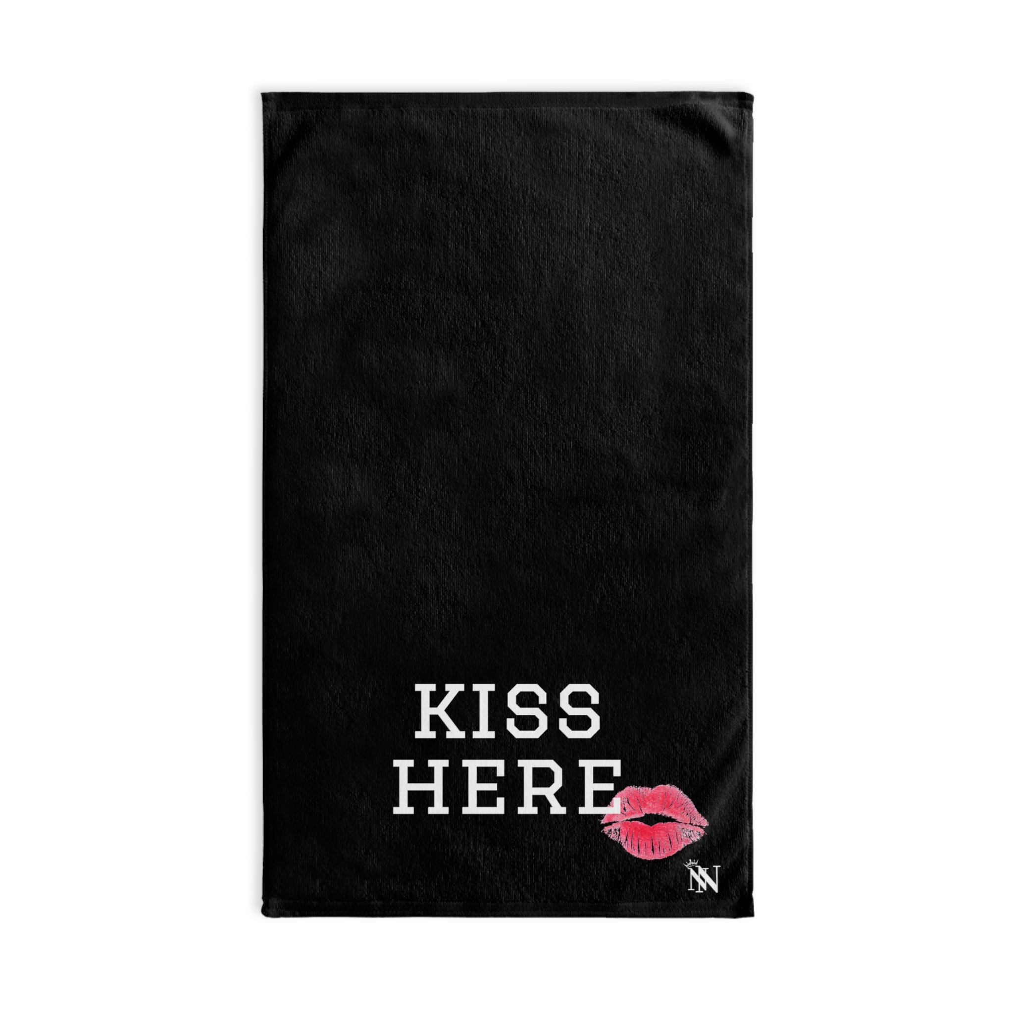 Kiss Here Lips Black | Sexy Gifts for Boyfriend, Funny Towel Romantic Gift for Wedding Couple Fiance First Year 2nd Anniversary Valentines, Party Gag Gifts, Joke Humor Cloth for Husband Men BF NECTAR NAPKINS