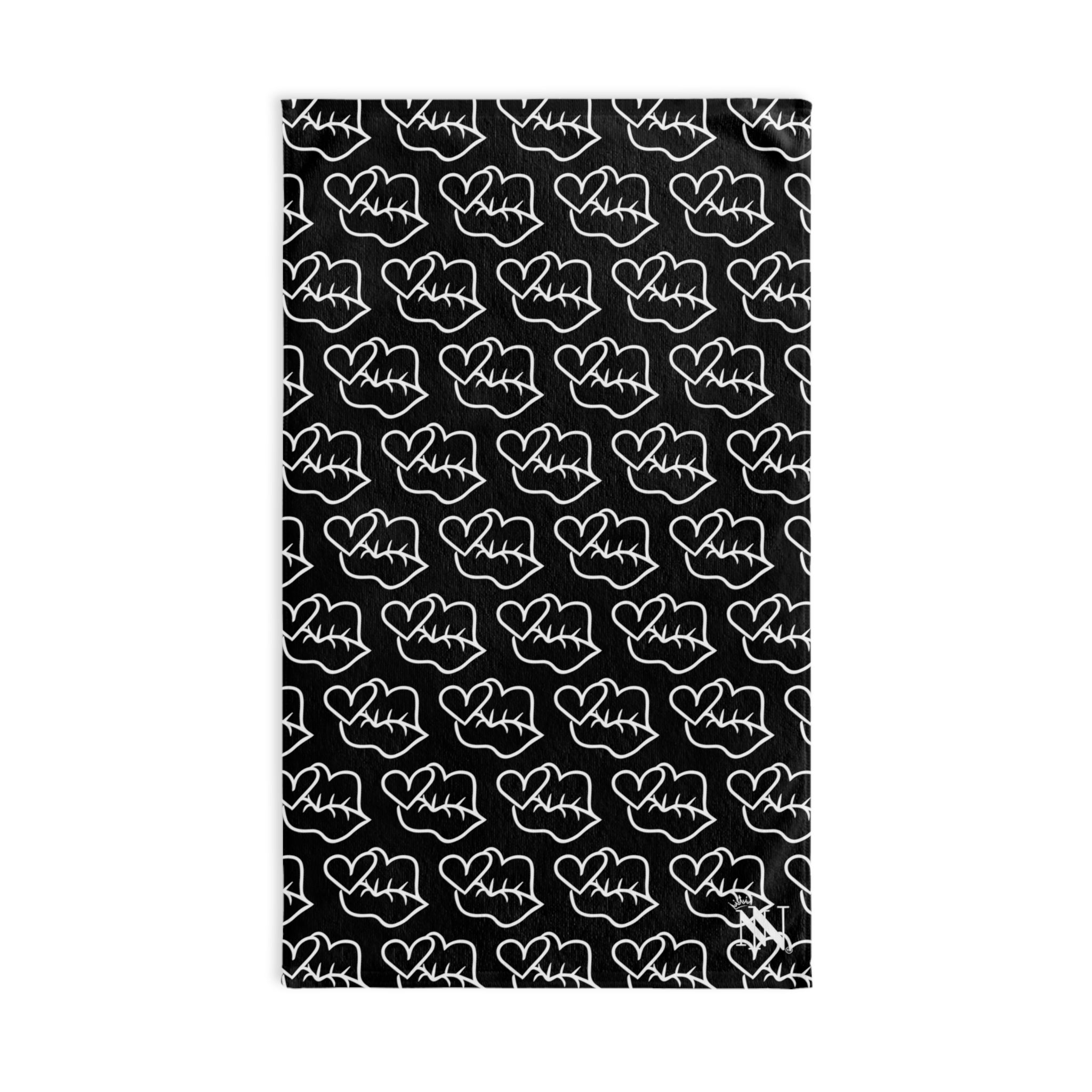 Kiss Lip PatternBlack | Sexy Gifts for Boyfriend, Funny Towel Romantic Gift for Wedding Couple Fiance First Year 2nd Anniversary Valentines, Party Gag Gifts, Joke Humor Cloth for Husband Men BF NECTAR NAPKINS