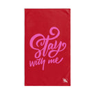 Stay Me Never Pink Red | Sexy Gifts for Boyfriend, Funny Towel Romantic Gift for Wedding Couple Fiance First Year 2nd Anniversary Valentines, Party Gag Gifts, Joke Humor Cloth for Husband Men BF NECTAR NAPKINS