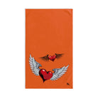 Twin Wing Heart Orange | Funny Gifts for Men - Gifts for Him - Birthday Gifts for Men, Him, Husband, Boyfriend, New Couple Gifts, Fathers & Valentines Day Gifts, Hand Towels NECTAR NAPKINS