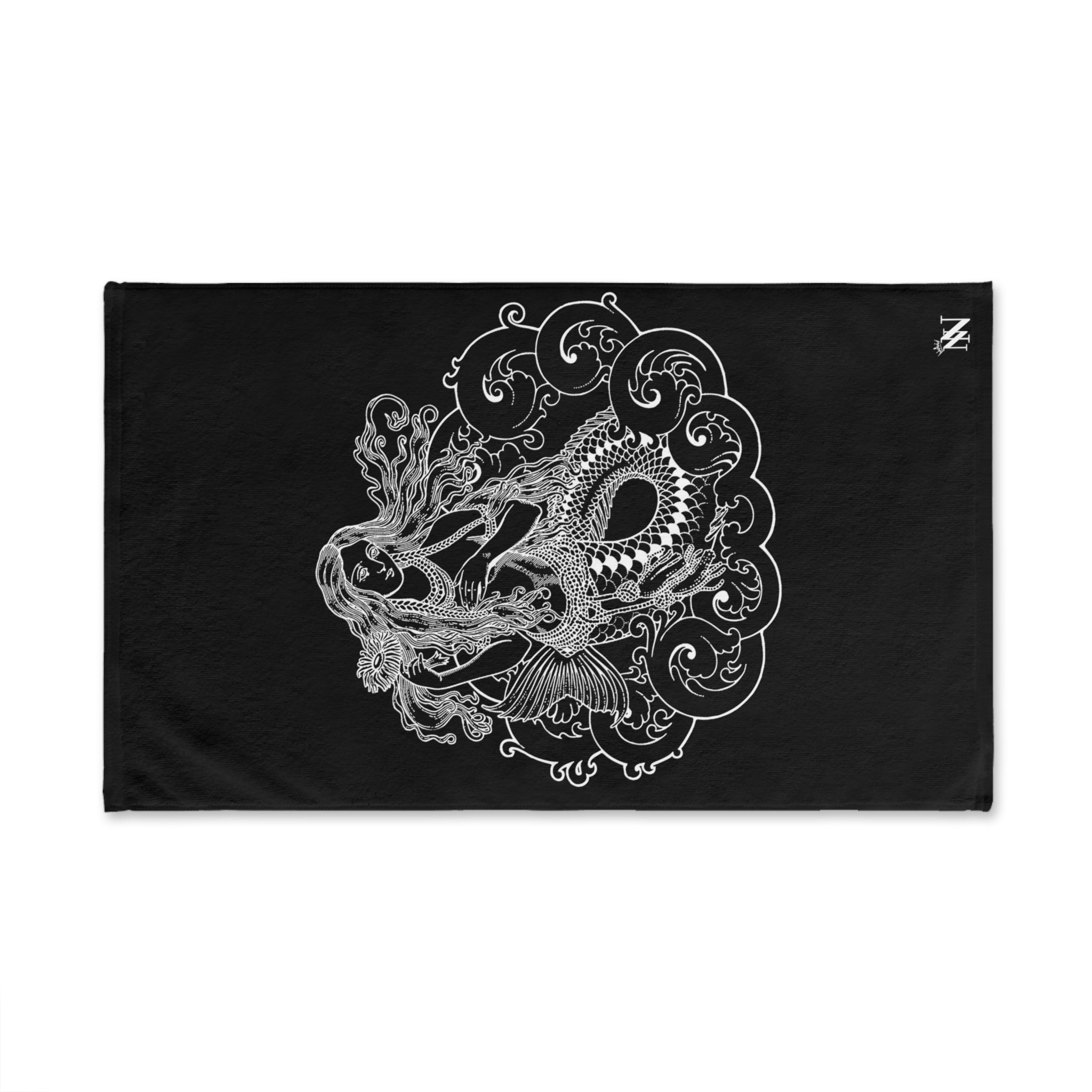 Wave Mermaid Sea Black | Sexy Gifts for Boyfriend, Funny Towel Romantic Gift for Wedding Couple Fiance First Year 2nd Anniversary Valentines, Party Gag Gifts, Joke Humor Cloth for Husband Men BF NECTAR NAPKINS